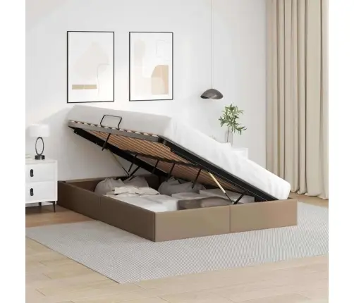 Laos Voodi Madratsiga Peaga Kapputsino 140 X 200 Cm Kunstnahk