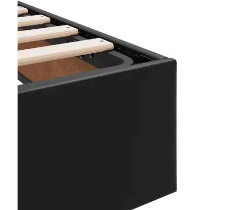 Laos Voodi Madratsiga Peaga Must 160 X 200 Cm Kunstnahk