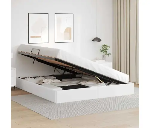 Glabāšanas Gulta Tīra Balta 160 X 200 Cm Mākslīgā Āda Vidaxl