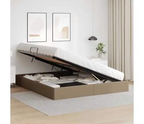 Saugos Lova Su Čiužiniu Kapučino 180 X 200 Cm Dirbtinė Oda