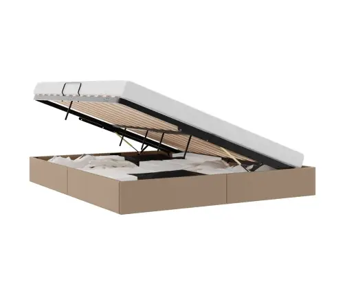 Saugos Lova Su Čiužiniu Kapučino 180 X 200 Cm Dirbtinė Oda