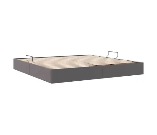 Saugos Lova Su Čiužiniu Pilka 200 X 200 Cm Dirbtinė Oda