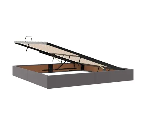 Saugos Lova Su Čiužiniu Pilka 200 X 200 Cm Dirbtinė Oda