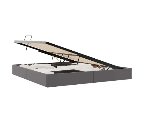 Saugos Lova Su Čiužiniu Pilka 200 X 200 Cm Dirbtinė Oda