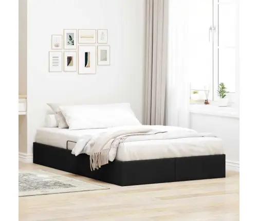 Glabāšanas Gulta Ar Matraci Melna 120 X 200 Cm Audums Vidaxl