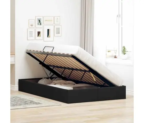 Glabāšanas Gulta Ar Matraci Melna 120 X 200 Cm Audums Vidaxl