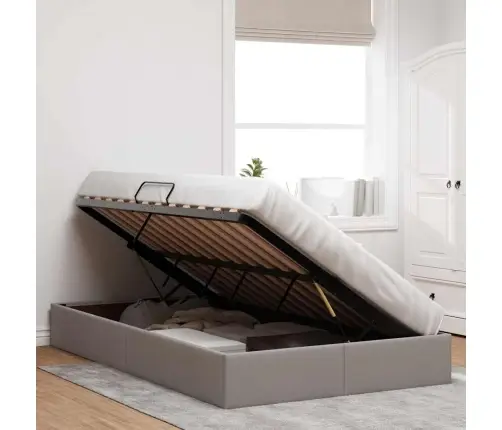 Glabāšanas Gulta Ar Matraci Pelēkbrūna 120 X 200 Cm Audums Vidaxl