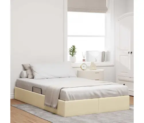 Glabāšanas Gulta Ar Matraci Krēms 120 X 200 Cm Audums Vidaxl