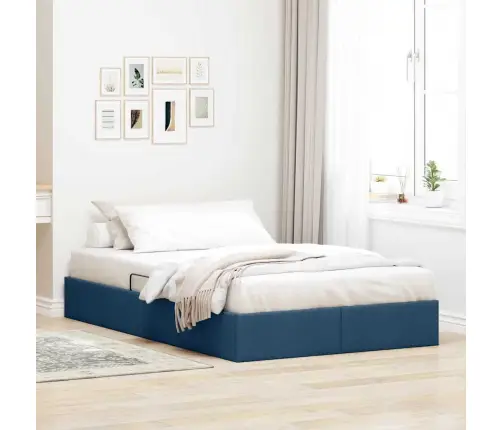 Glabāšanas Gulta Ar Matraci Zila 120 X 200 Cm Audums Vidaxl