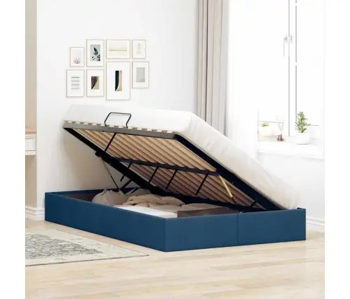 Glabāšanas Gulta Ar Matraci Zila 120 X 200 Cm Audums Vidaxl