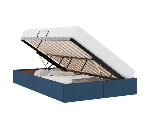 Glabāšanas Gulta Ar Matraci Zila 120 X 200 Cm Audums Vidaxl