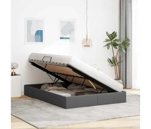 Saugos Lova Su Čiužiniu Tamsiai Pilka 140 X 190 Cm Audinys