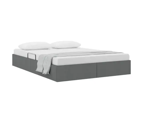 Saugos Lova Su Čiužiniu Tamsiai Pilka 140 X 190 Cm Audinys