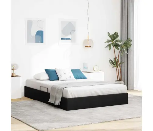 Laos Voodi Madratsiga Peaga Must 140 X 190 Cm Kangas