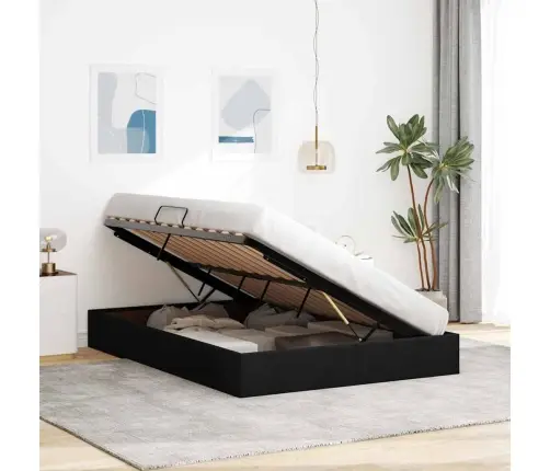 Laos Voodi Madratsiga Peaga Must 140 X 190 Cm Kangas