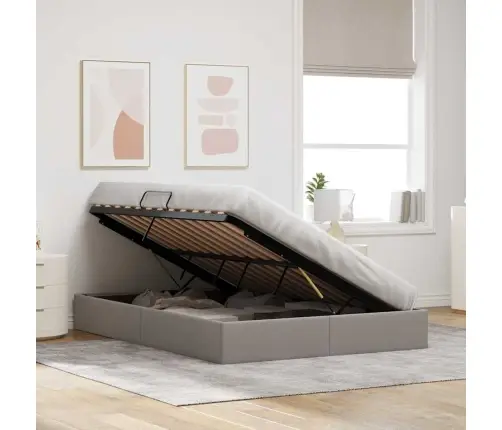 Glabāšanas Gulta Ar Matraci Pelēkbrūna 140 X 190 Cm Audums Vidaxl