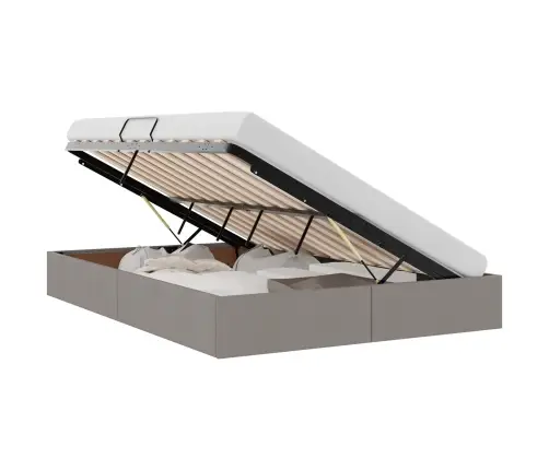 Glabāšanas Gulta Ar Matraci Pelēkbrūna 140 X 190 Cm Audums Vidaxl