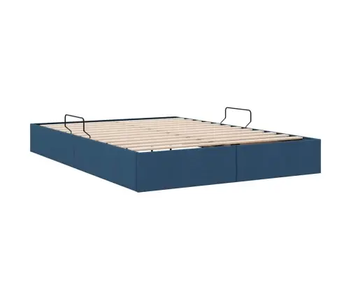 Glabāšanas Gulta Ar Matraci Zila 140 X 190 Cm Audums Vidaxl