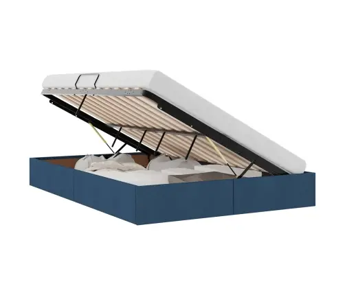 Glabāšanas Gulta Ar Matraci Zila 140 X 190 Cm Audums Vidaxl