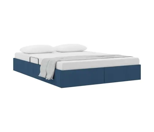 Glabāšanas Gulta Ar Matraci Zila 140 X 190 Cm Audums Vidaxl