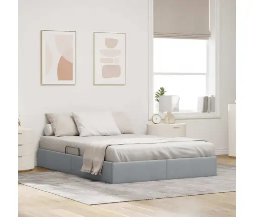 Glabāšanas Gulta Ar Matraci Gaiši Pelēks 140 X 200 Cm Audums Vidaxl