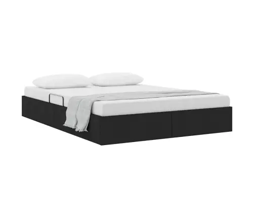 Laos Voodi Madratsiga Peaga Must 140 X 200 Cm Kangas