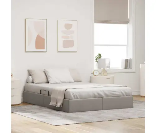 Glabāšanas Gulta Ar Matraci Pelēkbrūna 140 X 200 Cm Audums Vidaxl