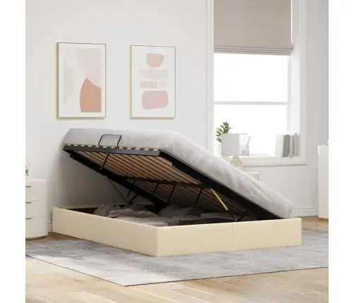 Laos Voodi Madratsiga Peaga Kreem 140 X 200 Cm Kangas