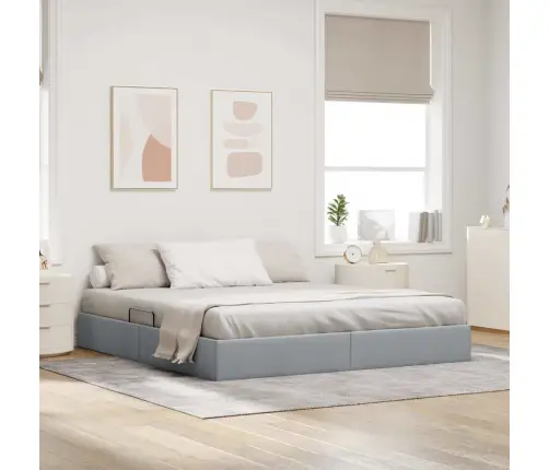 Saugos Lova Su Čiužiniu Šviesiai Pilka 160 X 200 Cm Audinys