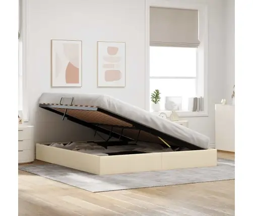 Glabāšanas Gulta Ar Matraci Krēms 160 X 200 Cm Audums Vidaxl