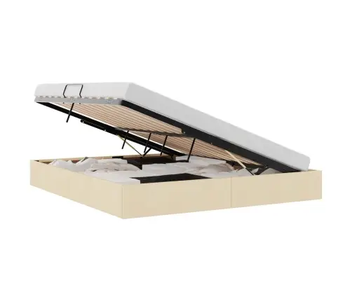 Glabāšanas Gulta Ar Matraci Krēms 160 X 200 Cm Audums Vidaxl