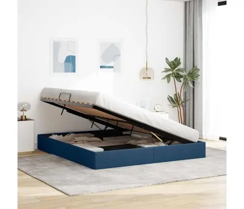 Saugos Lova Su Čiužiniu Su Saugykla Mėlyna 160 X 200 Cm Audinys