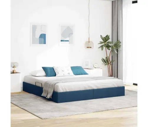 Laos Voodi Peaga Ladustamisega Sinine 180 X 200 Cm Kangas