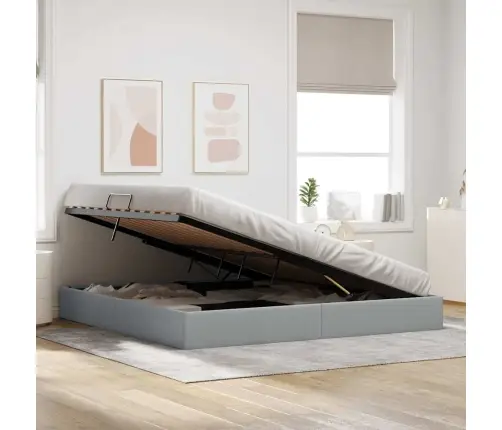 Laos Voodi Madratsiga Peaga Helehall 200 X 200 Cm Kangas