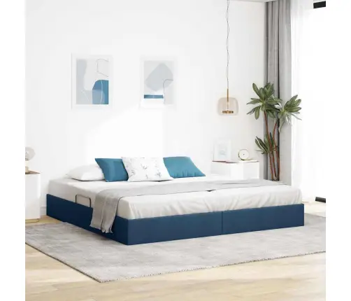 Saugos Lova Su Čiužiniu Su Saugykla Mėlyna 200 X 200 Cm Audinys