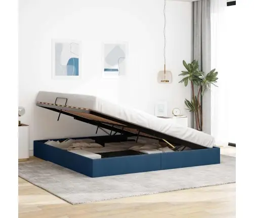 Saugos Lova Su Čiužiniu Su Saugykla Mėlyna 200 X 200 Cm Audinys