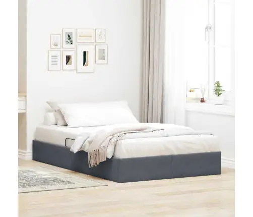 Saugos Lova Su Čiužiniu Tamsiai Pilka 120 X 200 Cm Aksomas