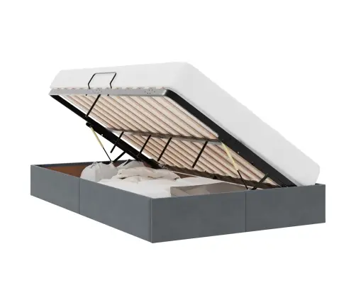 Saugos Lova Su Čiužiniu Tamsiai Pilka 120 X 200 Cm Aksomas