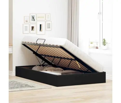 Saugos Lova Su Čiužiniu Su Saugykla Juoda 120 X 200 Cm Aksomas