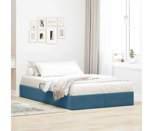 Glabāšanas Gulta Ar Matraci Tumši Zils 120 X 200 Cm Samts Vidaxl