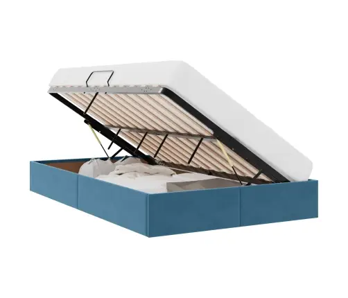 Glabāšanas Gulta Ar Matraci Tumši Zils 120 X 200 Cm Samts Vidaxl