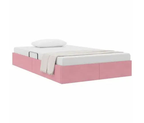 Saugos Lova Su Čiužiniu Su Saugykla Rožinė 120 X 200 Cm Aksomas