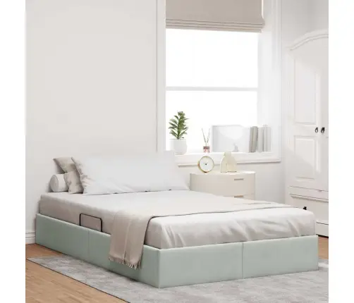 Glabāšanas Gulta Ar Matraci Gaiši Pelēks 120 X 200 Cm Samts Vidaxl