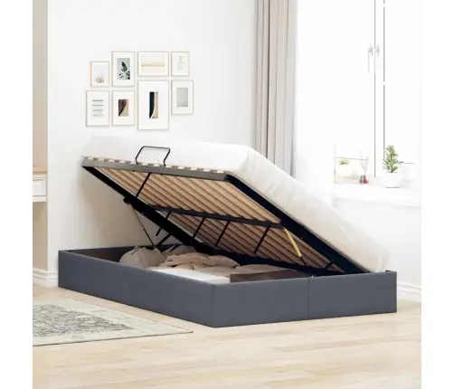 Saugos Lova Su Čiužiniu Tamsiai Pilka 120 X 200 Cm Aksomas