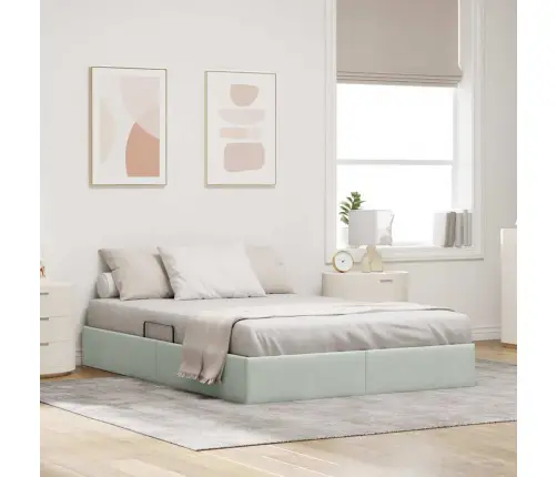 Glabāšanas Gulta Ar Matraci Gaiši Pelēks 140 X 190 Cm Samts Vidaxl