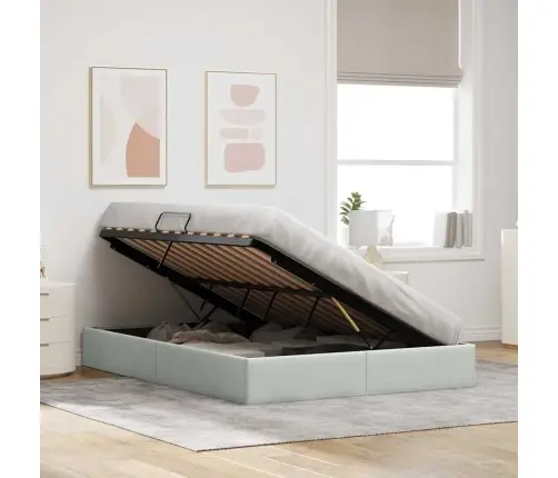 Glabāšanas Gulta Ar Matraci Gaiši Pelēks 140 X 190 Cm Samts Vidaxl