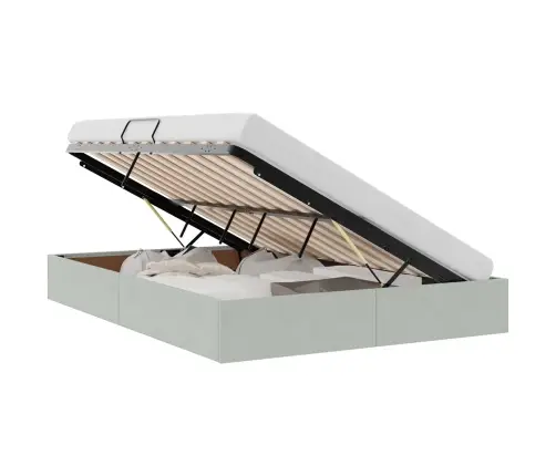 Glabāšanas Gulta Ar Matraci Gaiši Pelēks 140 X 190 Cm Samts Vidaxl