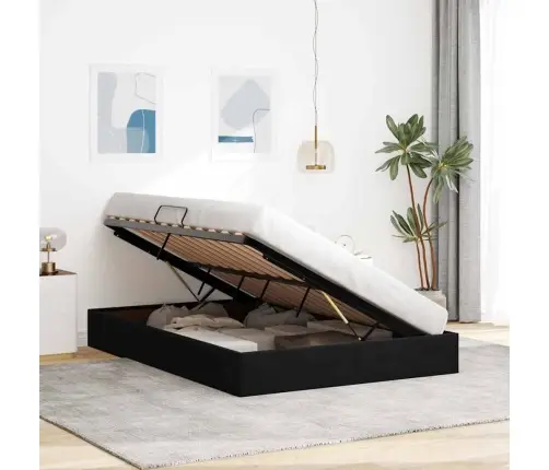 Glabāšanas Gulta Ar Matraci Melna 140 X 190 Cm Samts Vidaxl