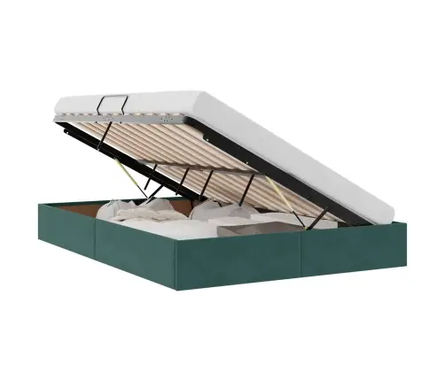 Glabāšanas Gulta Ar Matraci Tumši Zaļš 140 X 190 Cm Samts Vidaxl