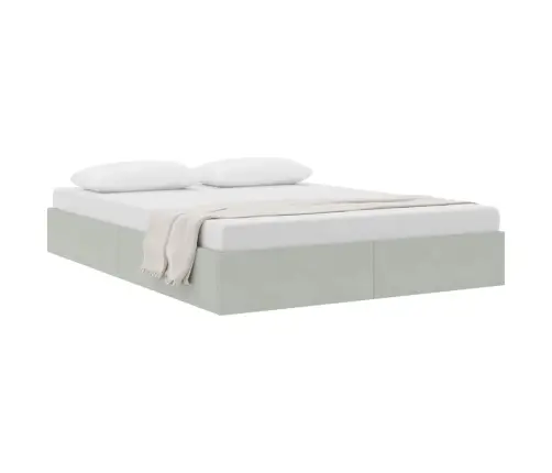 Saugos Lova Su Čiužiniu Šviesiai Pilka 140 X 200 Cm Aksomas